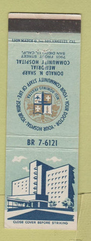 Matchbook Cover - Donald Sharp Memorial Hospital San Deigo CA WEAR