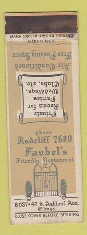 Matchbook Cover - Faubel's Restaurant Chicago IL WEAR