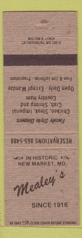 Matchbook Cover - Mealey's New Market MD