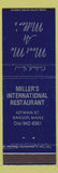 Matchbook Cover - Miller's Restaurant Bangor ME
