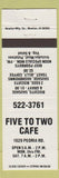 Matchbook Cover - Five to Two Cafe