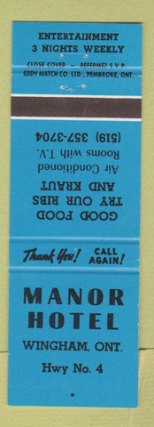 Matchbook Cover - Manor Hotel Wingham ON BLUE