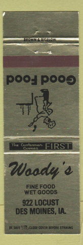 Matchbook Cover - Woody's Restaurant Des Moines IA
