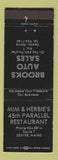 Matchbook Cover - Mim and Herbie's 45th Parallel Restaurant Dexter ME