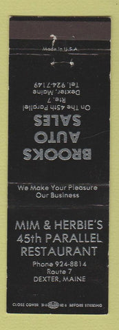 Matchbook Cover - Mim and Herbie's 45th Parallel Restaurant Dexter ME