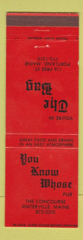 Matchbook Cover - You Know Hose Pub Portland Waterville ME