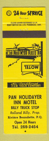 Matchbook Cover - Pan Holidayer Inn Motel Riviere Beaudette QC YELLOW