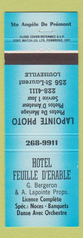 Matchbook Cover - Hotel Feuille D Erable Louisveille QC BLUE