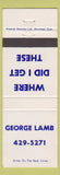 Matchbook Cover - George Lamb Canada WEAR