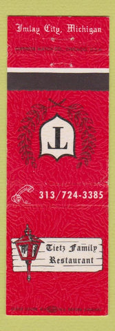 Matchbook Cover - Tietz Family Restaurant Imlay City MI