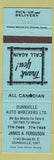 Matchbook Cover - Dunnville Auto Wreckers ON BLUE