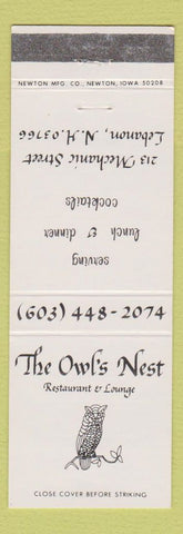 Matchbook Cover - Owl's Nest Restaurant Lebanon NH