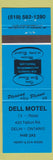 Matchbook Cover - Dell Motel Delhi ON