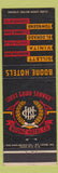 Matchbook Cover - Boone Hotels Manhattan KS Vinita OK Casper WY