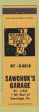 Matchbook Cover - Sawchuk's Garage Sanatoga PA YELLOW