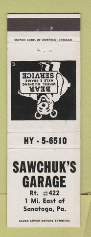 Matchbook Cover - Sawchuk's Garage Sanatoga PA WHITE