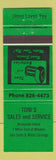 Matchbook Cover - Toni's Sales Service Tires Batteries Nicomen Island GREEN