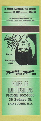 Matchbook Cover - House of Hair Salon Saint John NB green girlie
