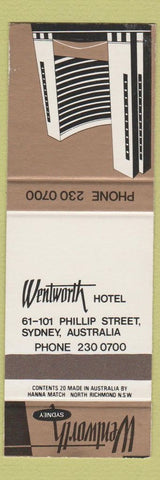 Matchbook Cover - Wentworth Hotel Sydney Australia