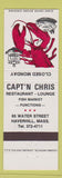 Matchbook Cover - Capt N Chris Restaurant Haverhill MA lobster