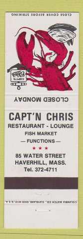 Matchbook Cover - Capt N Chris Restaurant Haverhill MA lobster