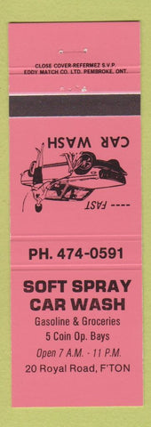 Matchbook Cover - Soft Spray Car Wash girlie Canada RED