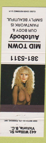 Matchbook Cover - Mid Town Auto Body Victoria BC nude pinup #3