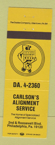 Matchbook Cover - Carlson's Alignment Philadelphia PA YELLOW