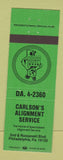 Matchbook Cover - Carlson's Alignment Philadelphia PA GREEN