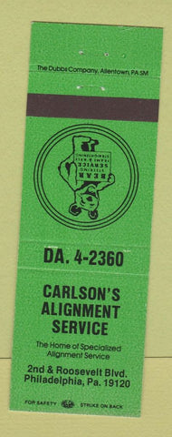 Matchbook Cover - Carlson's Alignment Philadelphia PA GREEN