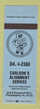 Matchbook Cover - Carlson's Alignment Philadelphia PA BLUE