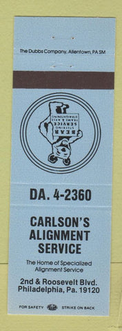 Matchbook Cover - Carlson's Alignment Philadelphia PA BLUE