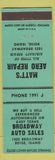 Matchbook Cover - MAtt's Airplane Repair Boise ID Broadway Auto Sales GREEN