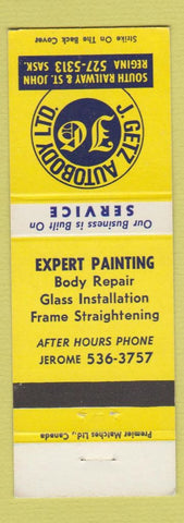 Matchbook Cover - Getz Auto Body Regina SK