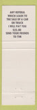 Matchbook Cover - Tim Kardeen Ed Shults Chevrolet Jamestown NY ORANGE