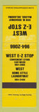 Matchbook Cover - West EZ Stop McCloud OK car wash laundry YELLOW