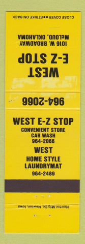 Matchbook Cover - West EZ Stop McCloud OK car wash laundry YELLOW