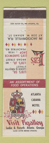 Matchbook Cover - Leb's Pigalley Jacksonville FL Atlanta GA