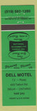 Matchbook Cover - Dell Motel Delhi ON GREEN