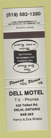 Matchbook Cover - Dell Motel Delhi ON GREY