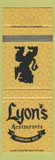 Matchbook Cover - Lyon's Restaurants CA CHAIN