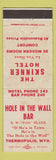 Matchbook Cover - Skinner Hotel Hole in Wall Bar Thermopolis WY WEAR