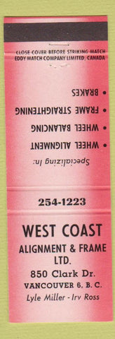 Matchbook Cover - West Coast Alignment Frame Vancouver BC RED