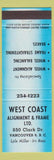 Matchbook Cover - West Coast Alignment Frame Vancouver BC BLUE