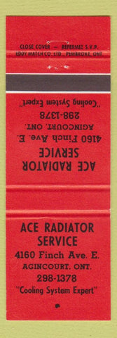 Matchbook Cover - Ace Radiator Service Agincourt ON RED