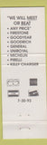Matchbook Cover - B&R Wholesale Tire Youngstown OH GREEN