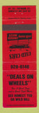 Matchbook Cover - Deals on Wheels Cars Putnam CT RED