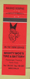 Matchbook Cover - Mighty Moe's Tire Battery Birch Hills SK RED
