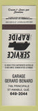 Matchbook Cover - Garage Gerard Benard St Amable QC GREY
