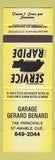 Matchbook Cover - Garage Gerard Benard St Amable QC YELLOW